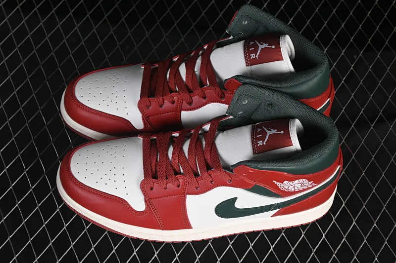 All categories Air Jordan Jordan series basketball shoes Air Jordan 1 Mid Air Jordan 1 Mid AJ1 Joe 1 white red green hook Chinese cultural casual sneakers DQ8426-105